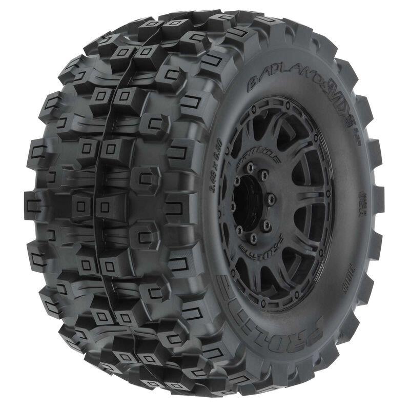Pro-Line 1/8 Badlands MX38 HP BELTED F/R 3.8inch MT Mounted 17mm Black Raid (2)