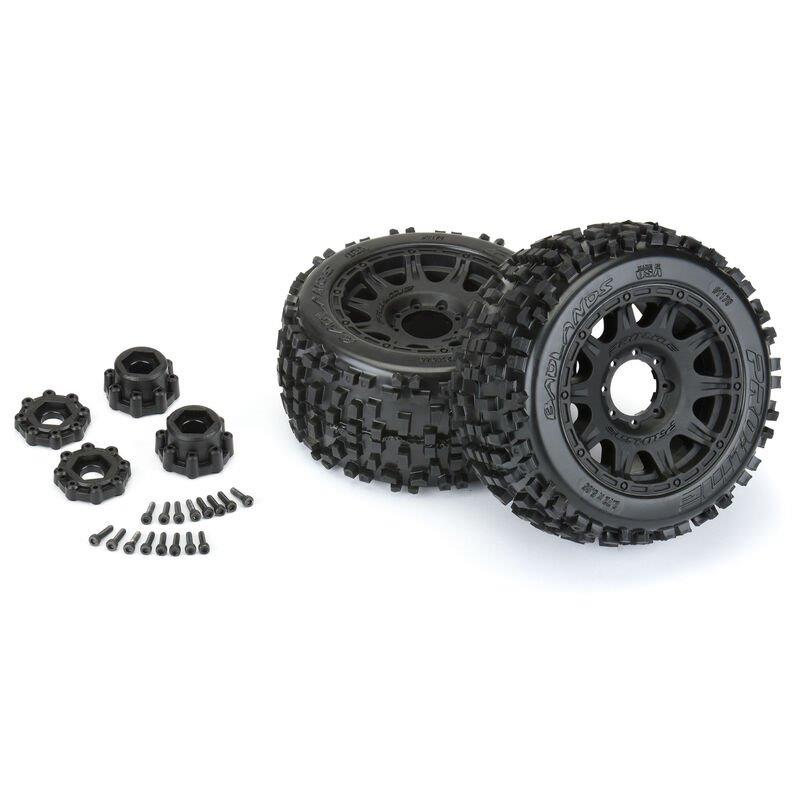 Pro-Line 1/8 Badlands F/R 3.8inch MT Tires Mounted 17mm Black Raid (2) - 3
