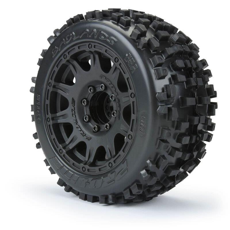 Pro-Line 1/8 Badlands F/R 3.8inch MT Tires Mounted 17mm Black Raid (2) - 4