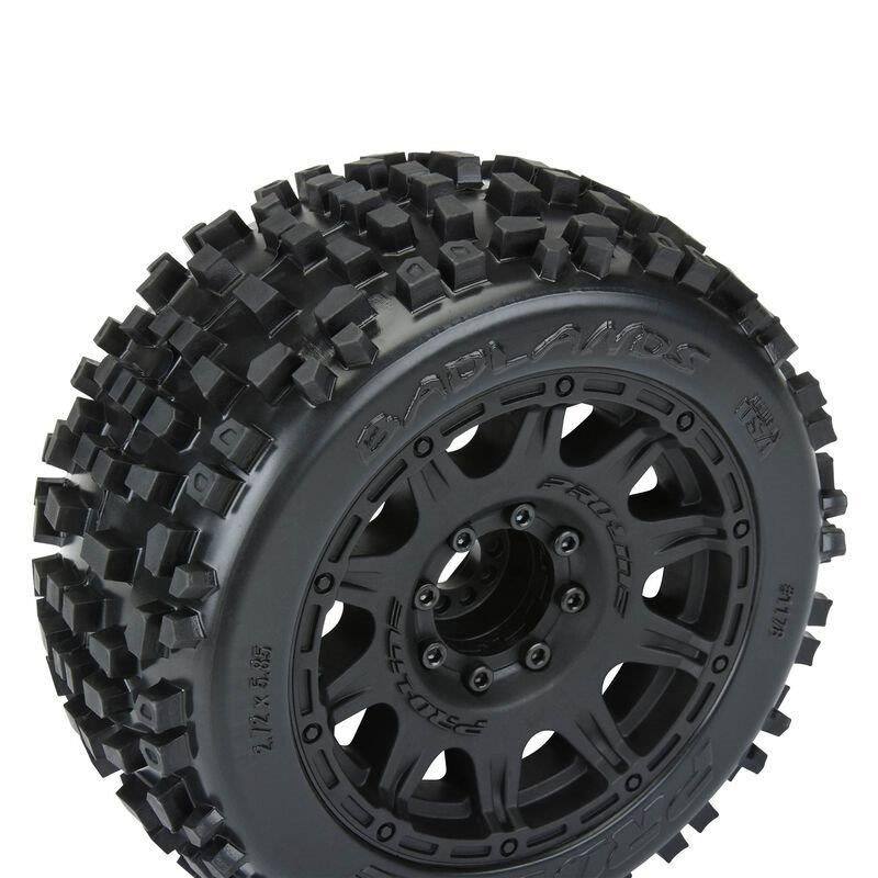 Pro-Line 1/8 Badlands F/R 3.8inch MT Tires Mounted 17mm Black Raid (2) - 5