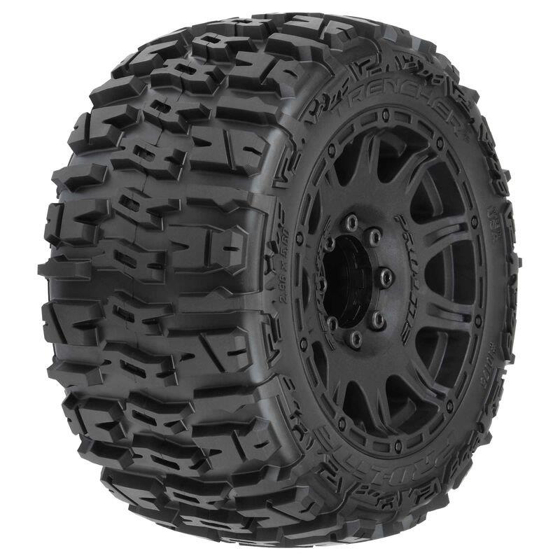 Pro-Line 1/8 Trencher LP F/R 3.8inch MT Tires Mounted 17mm Black Raid (2)