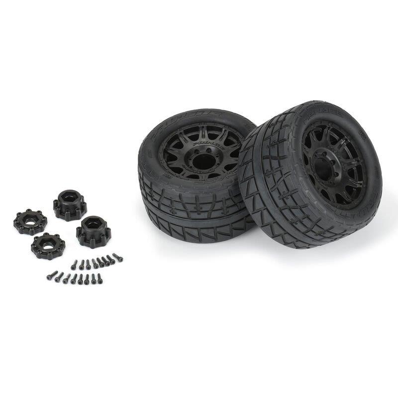 Pro-Line 1/8 Menace HP BELTED F/R 3.8inch MT Tires Mounted 17mm Black Raid (2) - 3
