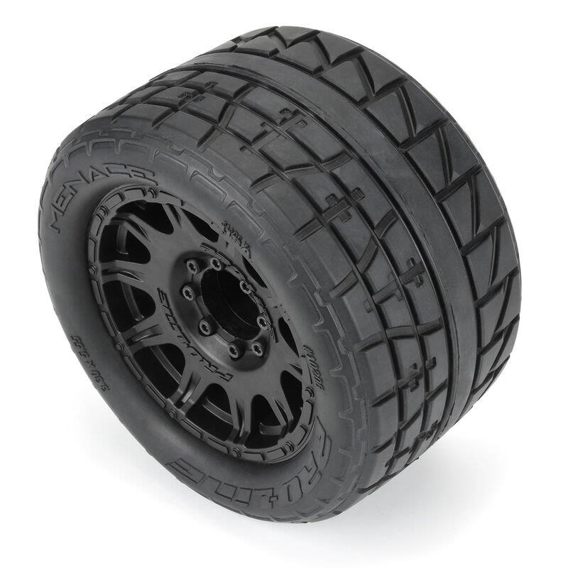 Pro-Line 1/8 Menace HP BELTED F/R 3.8inch MT Tires Mounted 17mm Black Raid (2) - 4
