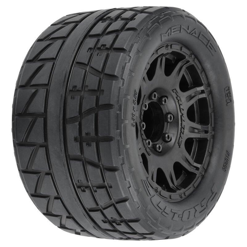 Pro-Line 1/8 Menace HP BELTED F/R 3.8inch MT Tires Mounted 17mm Black Raid (2)