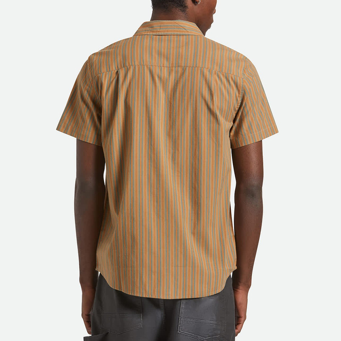 Brixton - Charter Stripe Shirt Rustic Caramel / Night Sage - 3