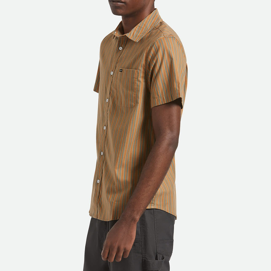 Brixton - Charter Stripe Shirt Rustic Caramel / Night Sage - 2
