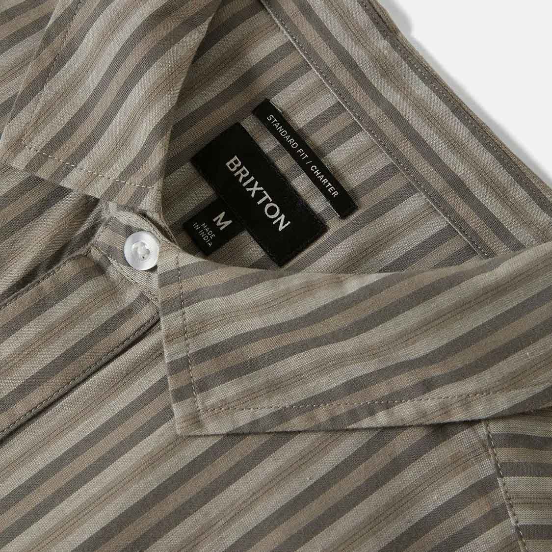 Brixton - Charter Stripe Shirt Charcoal Grey - 4