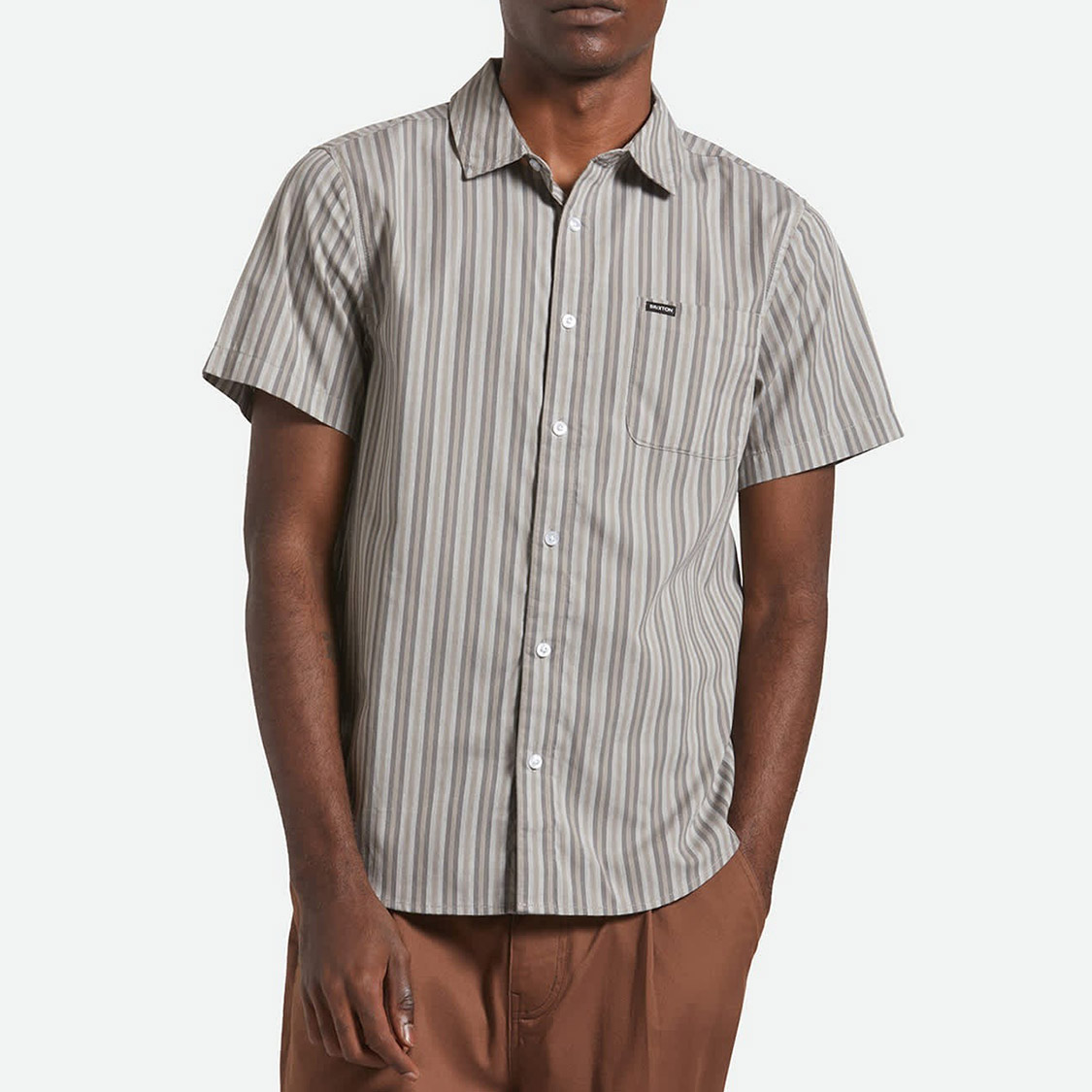 Brixton - Charter Stripe Shirt Charcoal Grey