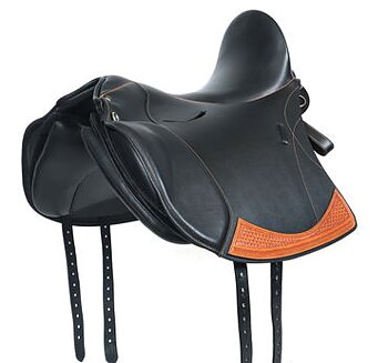 Akademisk sadel l i läder med polyflexbom. Flexzone- Saddles "Espanola - 5 Utbytbara koppjärn