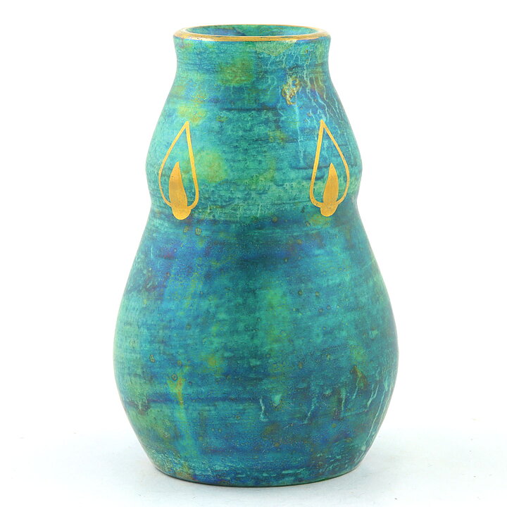 Josef Ekberg (1920s) Art Deco Vase with Green Luster Glaze 13 cm
