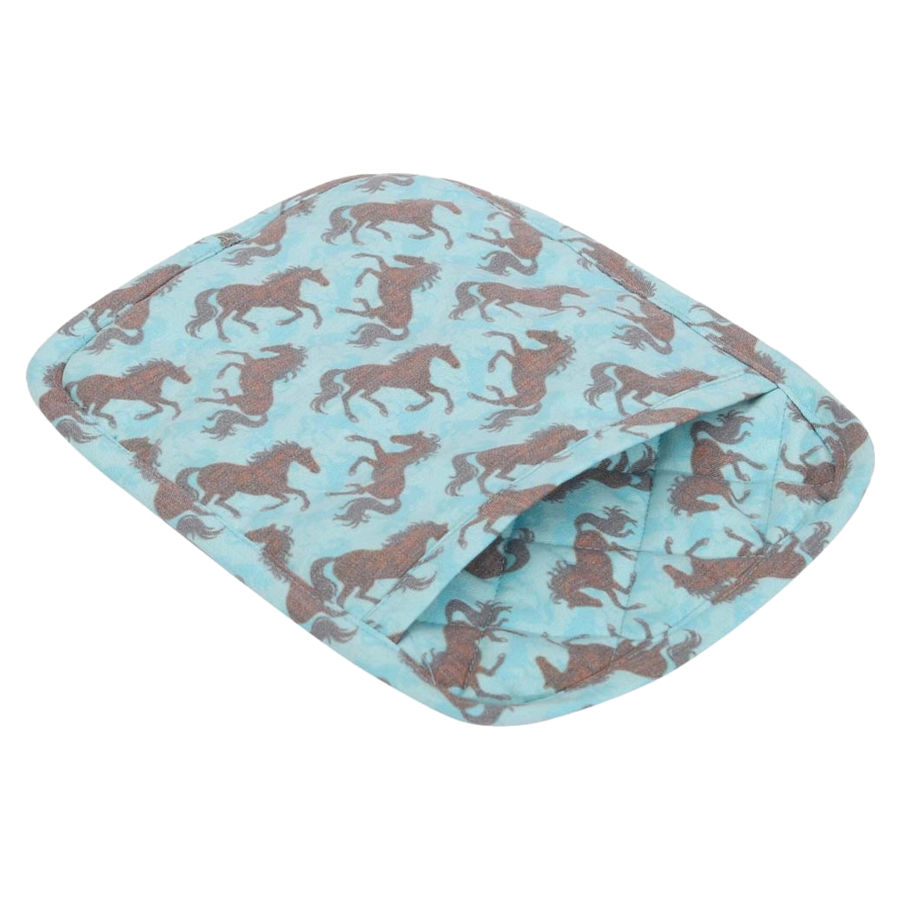 Kitchen Set AWST Intl Oven Mitt And Pot Holder Horse Motif Bay Horse Turquoise - 5