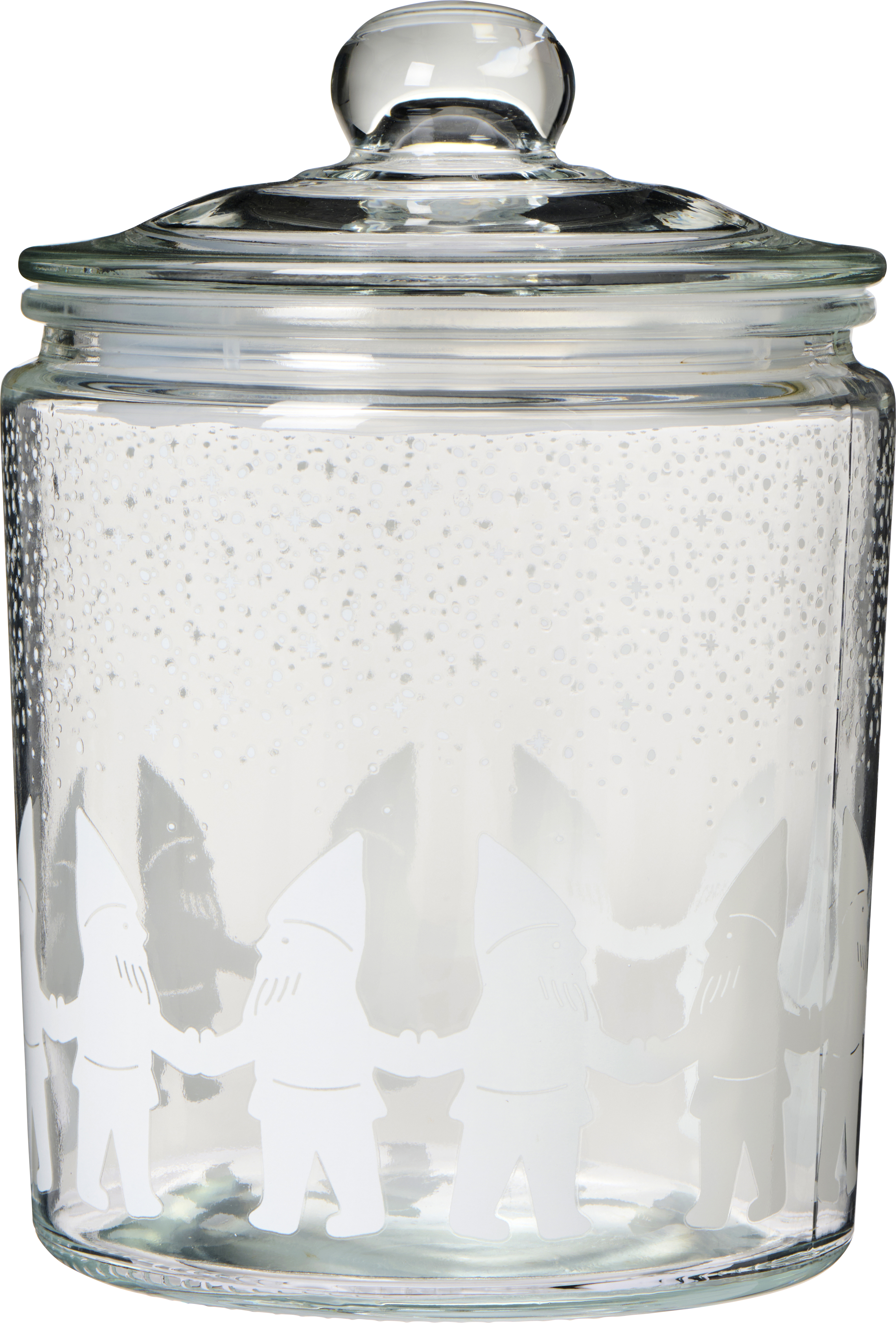 Glasburk med lock - Förvaringsburk - Glas - Tomtar - H: 21 Ø: 14,5 cm - 2