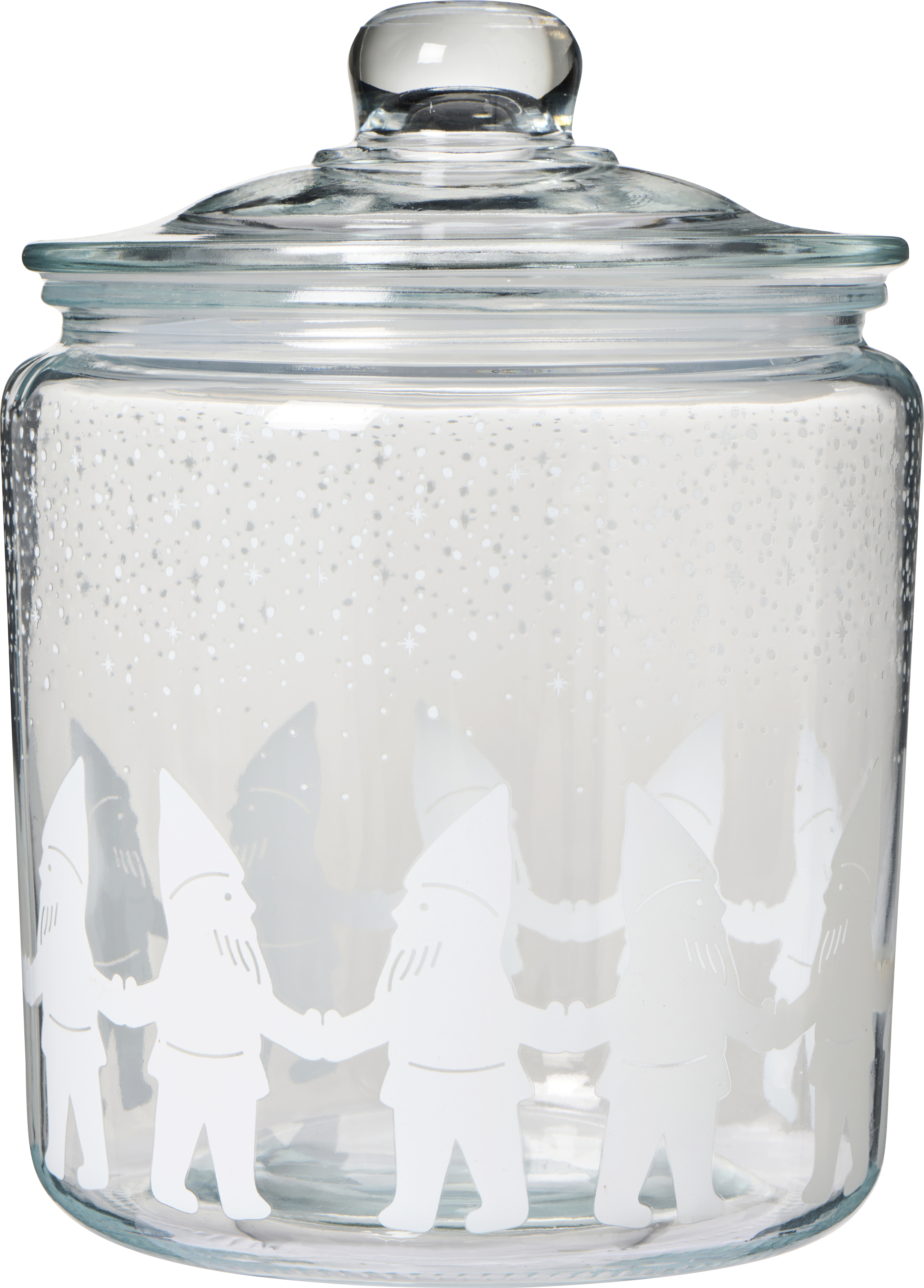 Glasburk med lock - Förvaringsburk - Glas - Tomtar - H: 24 Ø: 18,5 cm - 2