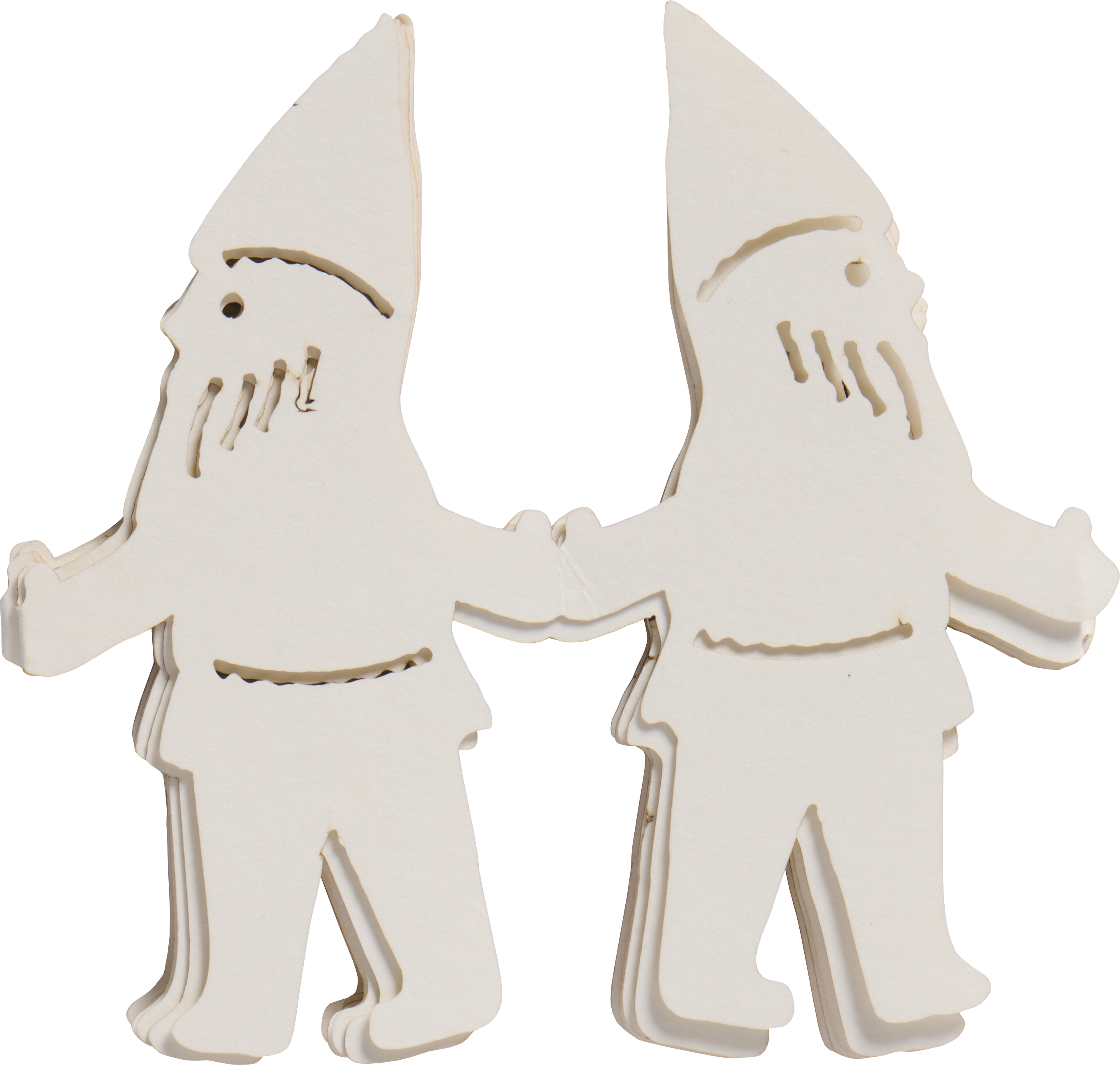 Pappersrader Tomte - Gammaldags Julpynt - Tomtar på rad -  Vit - 70x8,3 cm - 6