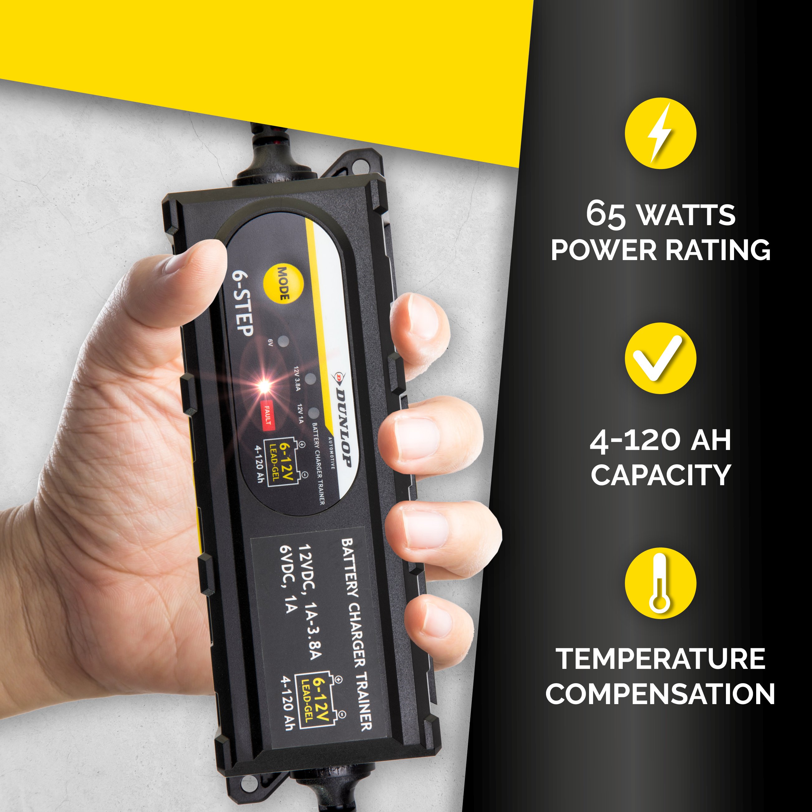 DUNLOP Smart Laddare 3.8A 6/12V - 2