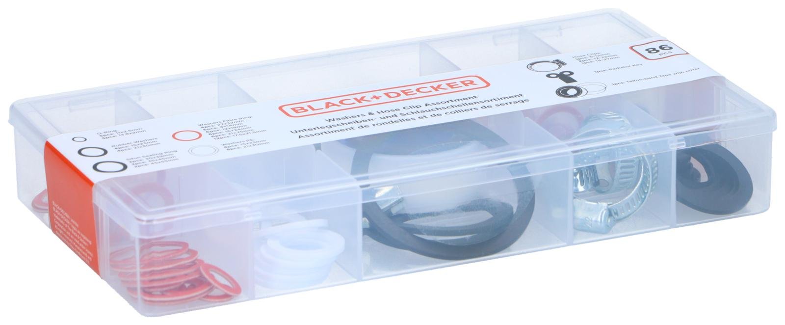 Set med packningar, brickor och klämmor Black & Decker 86 Delar - 3