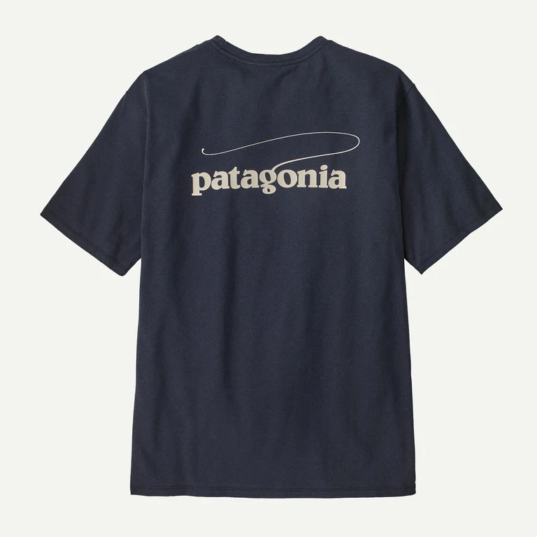 Patagonia Mens's Casting Logo Responsibili Tee - Smolder Blue - 2
