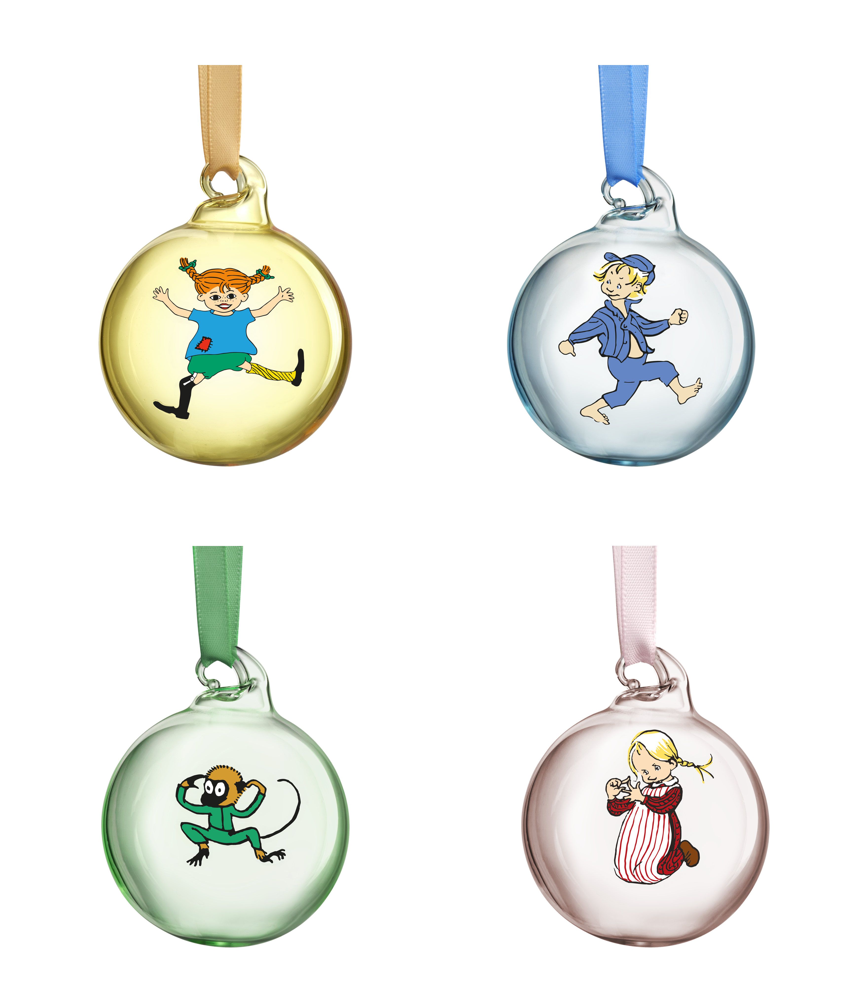 Pippi & Emil Julgranskulor - 4-Pack