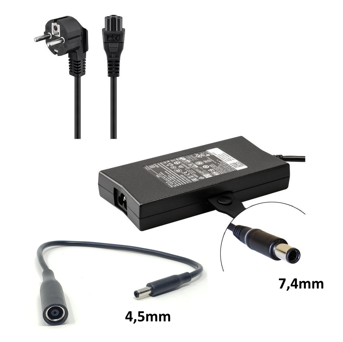 Nyskick! Dell 130W Slim Laddare Original (7,4 mm & 4,5 mm kontakt) 19,5 V 6,7A