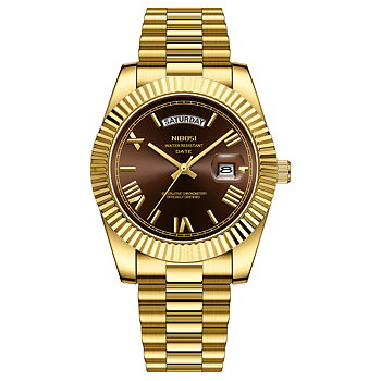 Nibosi Day-Date Roman Gold Brown