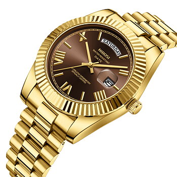 Nibosi Day-Date Roman Gold Brown