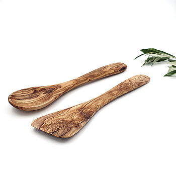 Set Träslev & Spatel – Olivträ, 25 cm