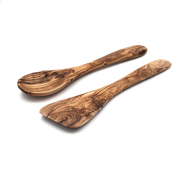 Set Träslev & Spatel – Olivträ, 25 cm