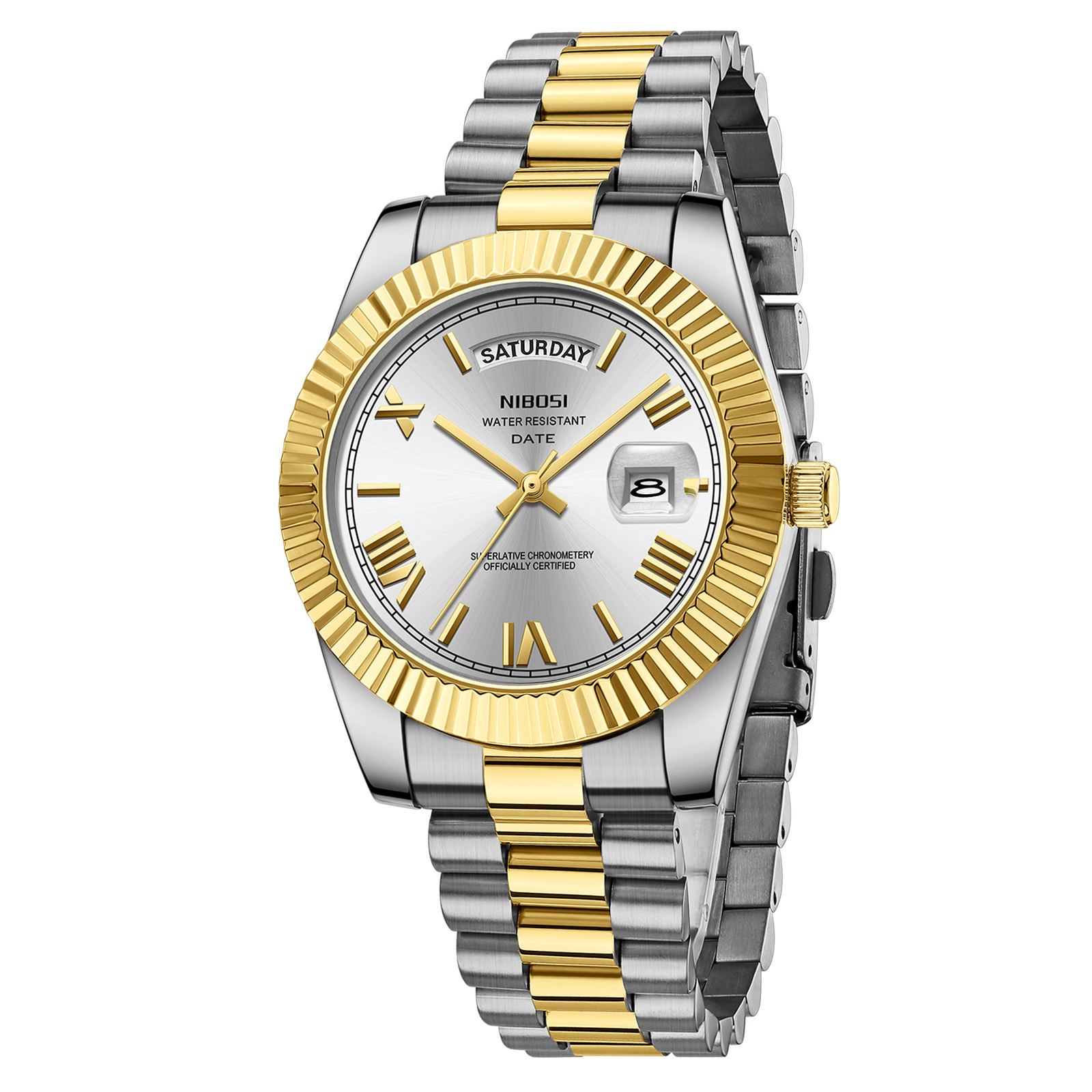 Nibosi Day-Date Roman Silver Gold - 3