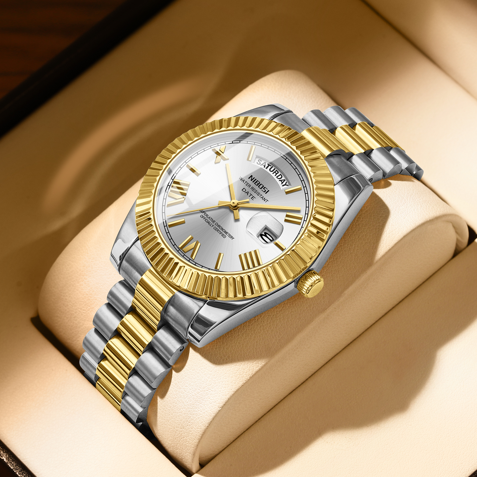Nibosi Day-Date Roman Silver Gold - 4