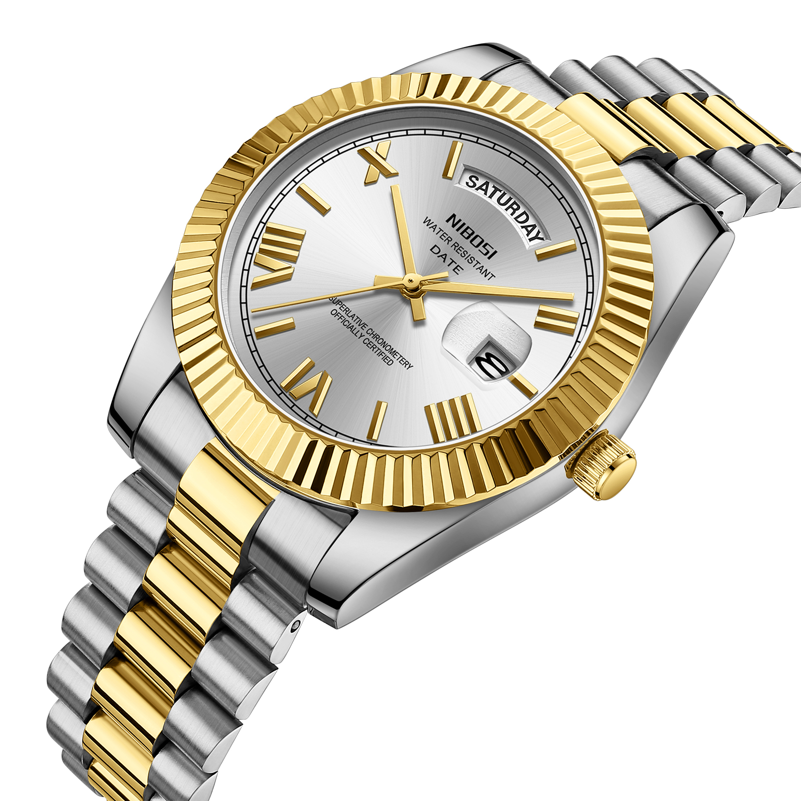 Nibosi Day-Date Roman Silver Gold - 2