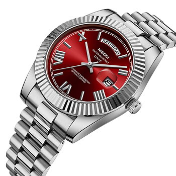 Nibosi Day-Date Roman Silver Red
