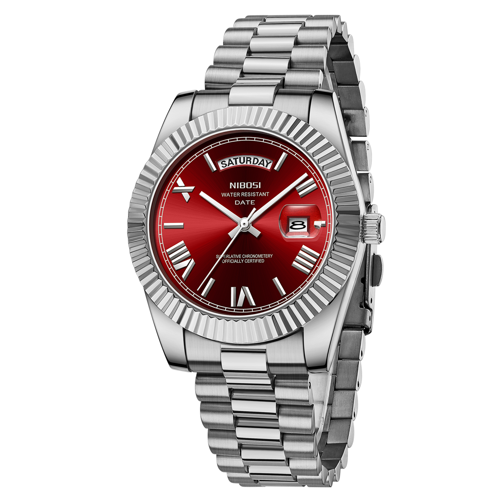Nibosi Day-Date Roman Silver Red - 3