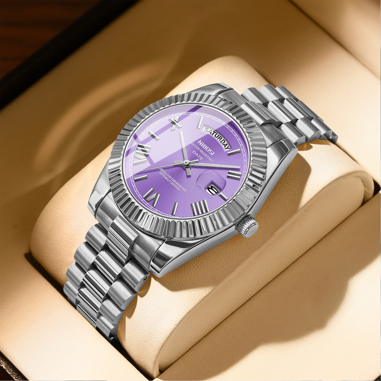Nibosi Day-Date Roman Silver Purple - 4