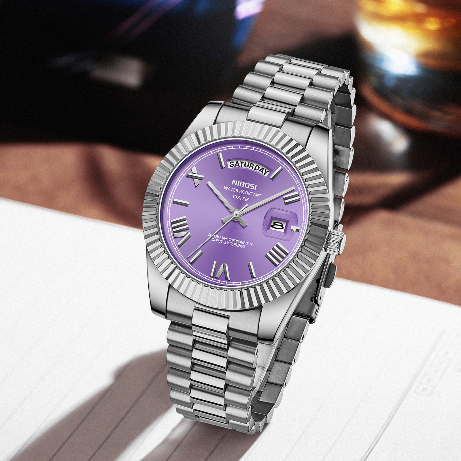 Nibosi Day-Date Roman Silver Purple - 6