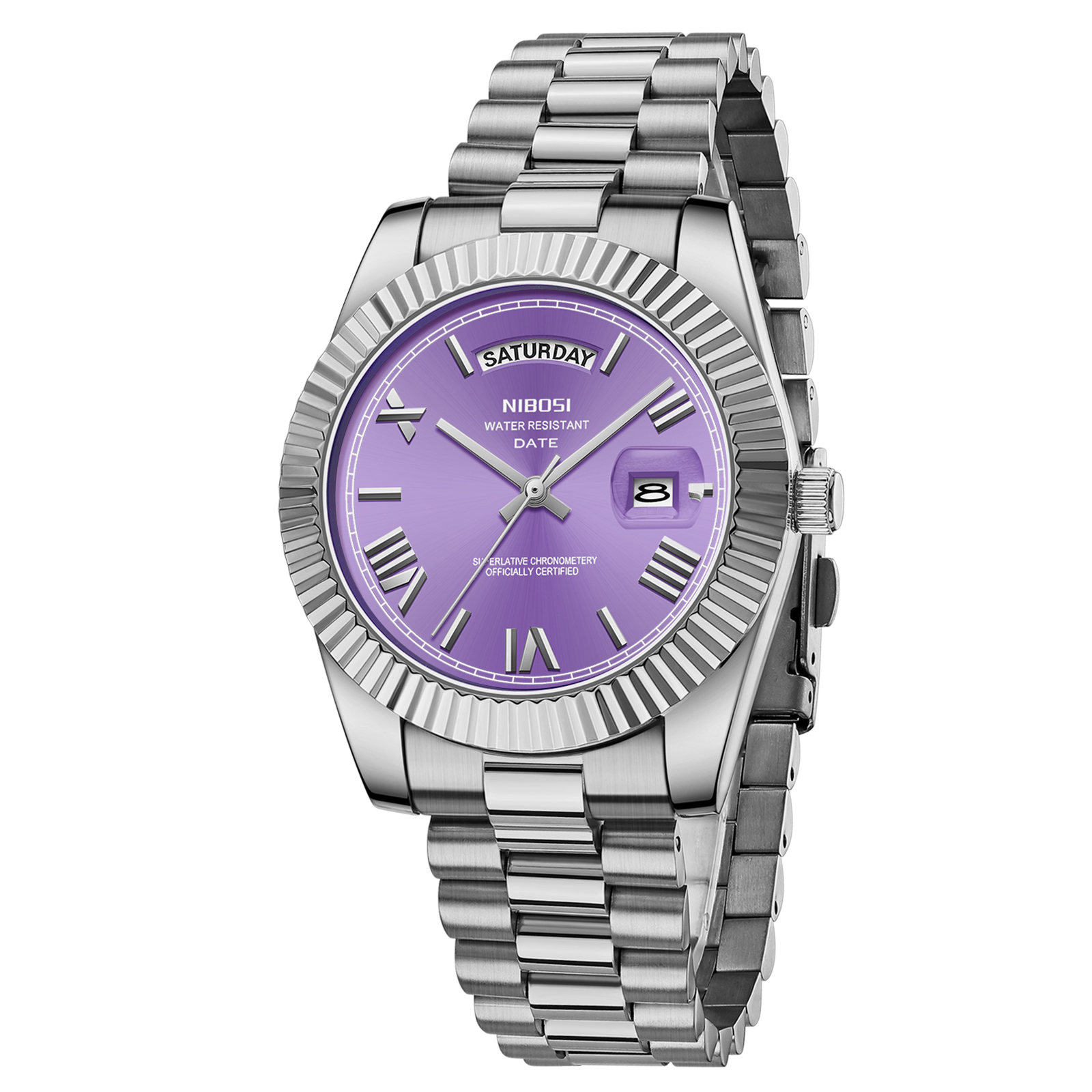 Nibosi Day-Date Roman Silver Purple - 3