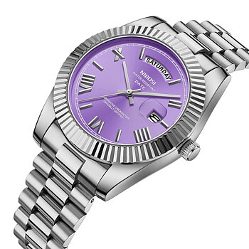Nibosi Day-Date Roman Silver Purple