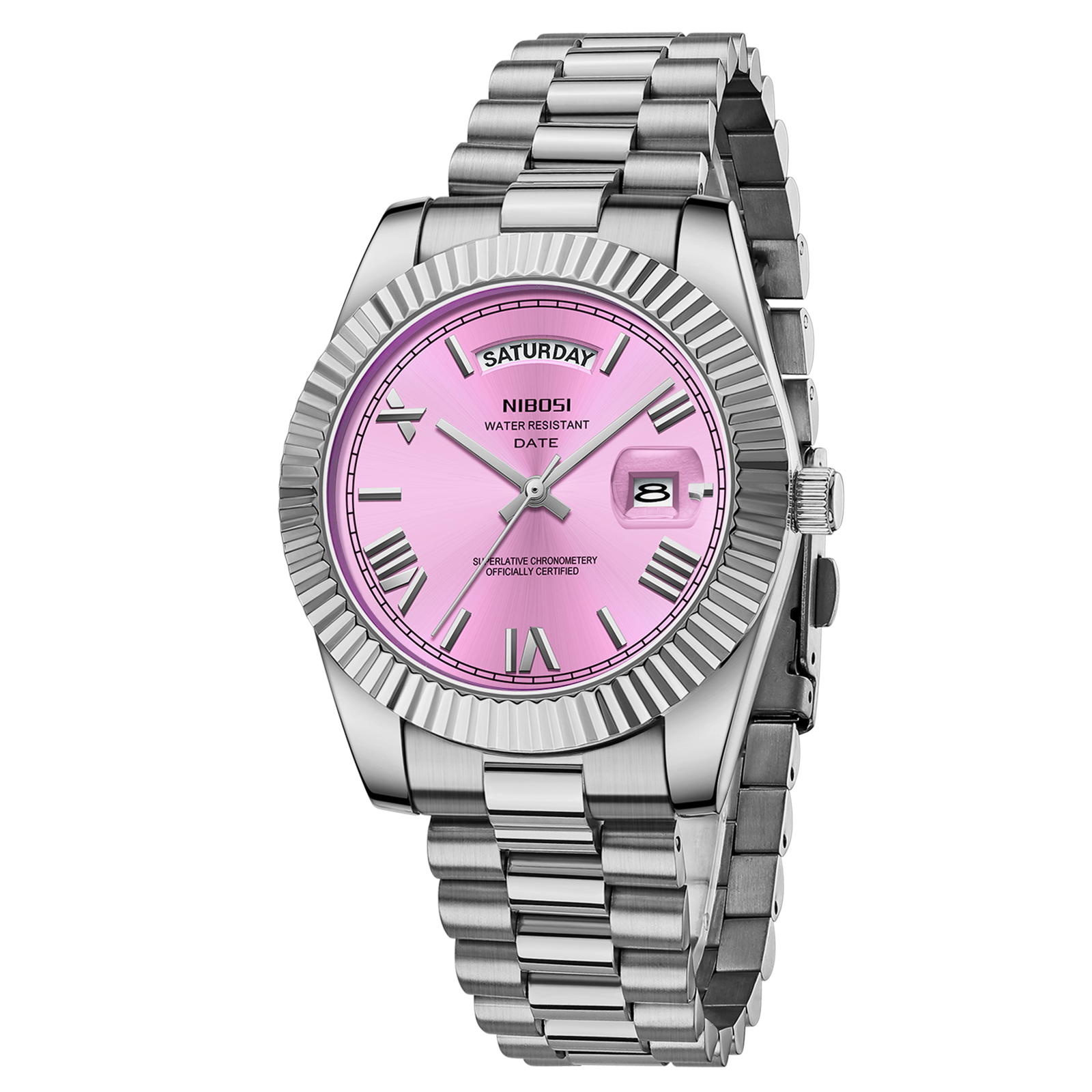 Nibosi Day-Date Roman Silver Pink - 3