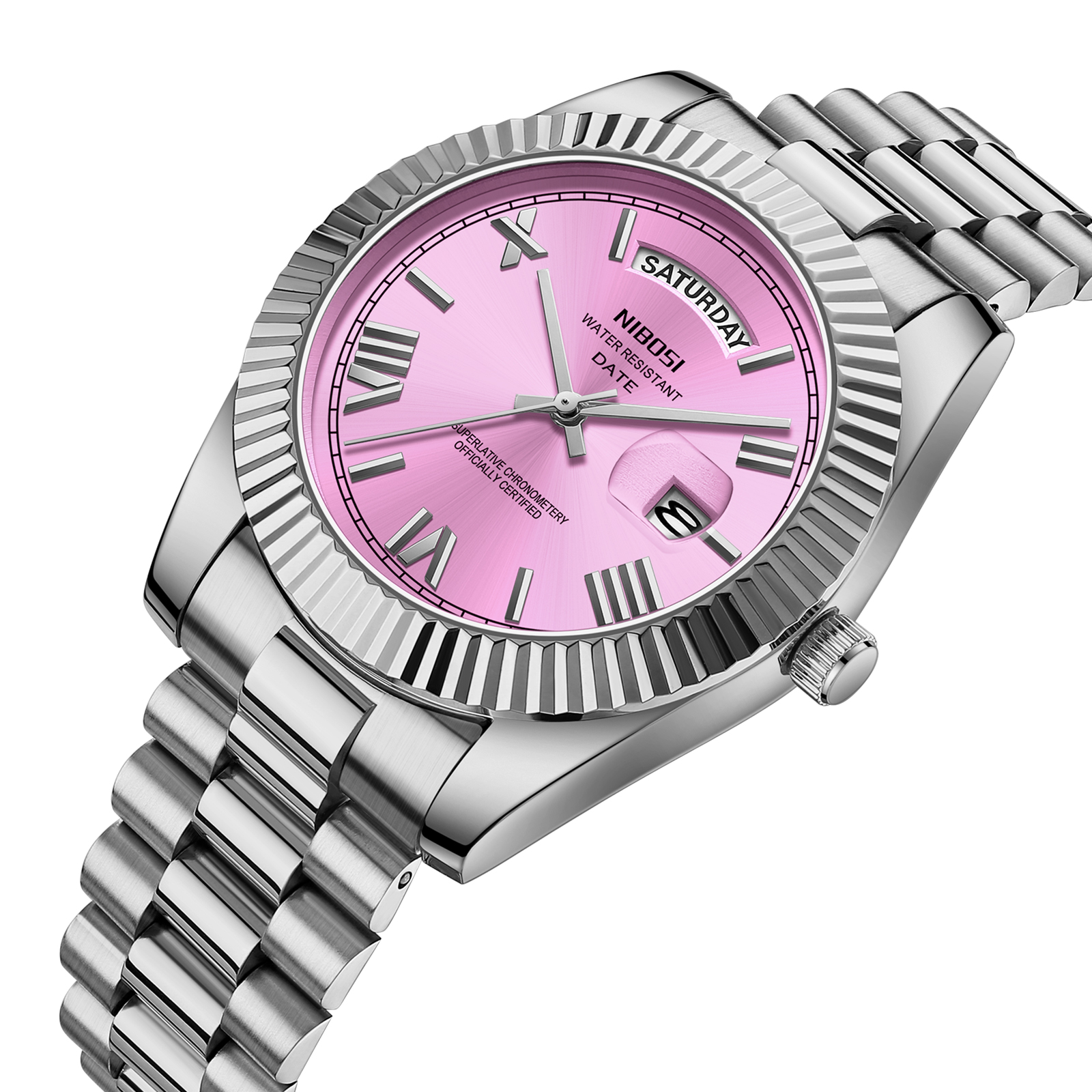 Nibosi Day-Date Roman Silver Pink - 2