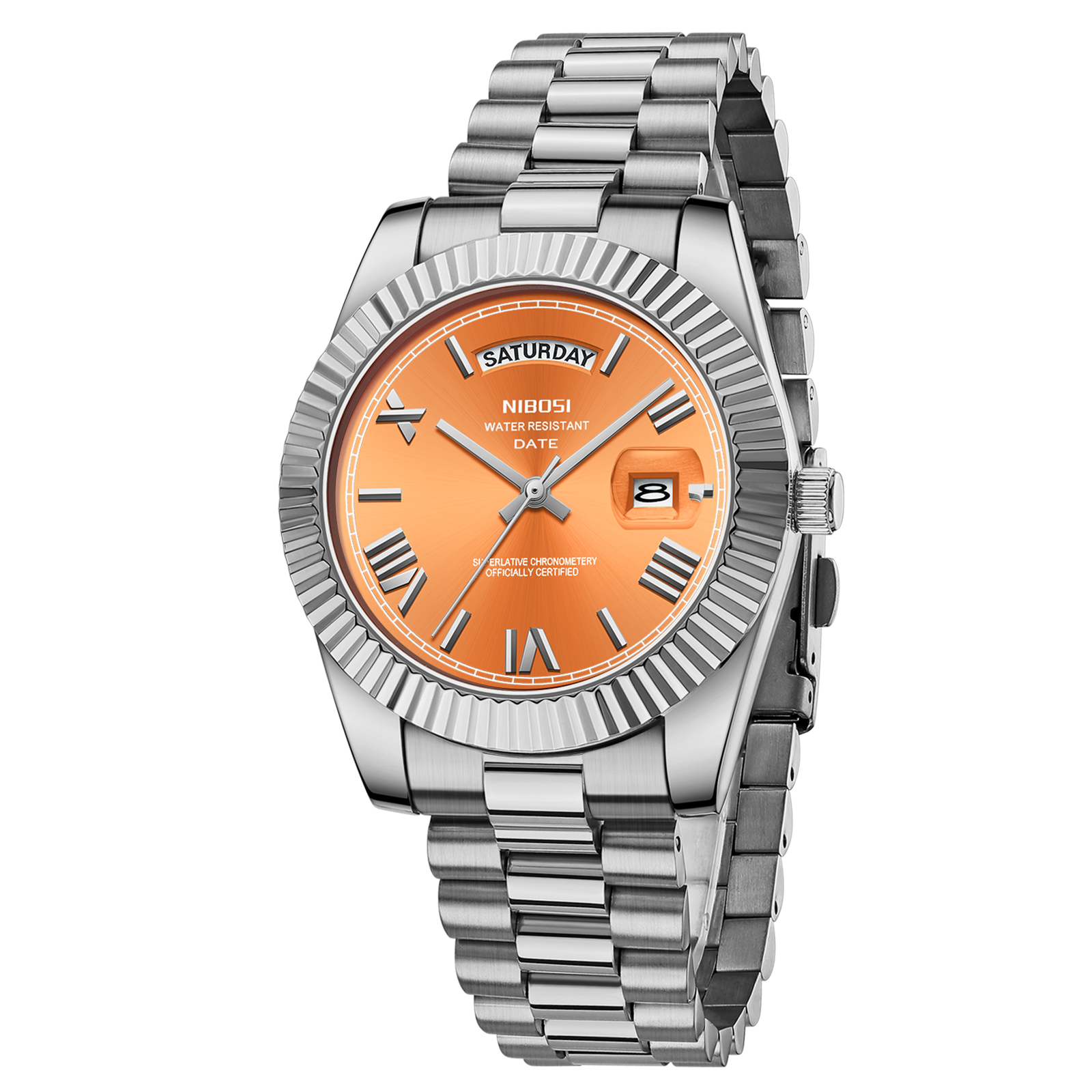 Nibosi Day-Date Roman Silver Orange - 3