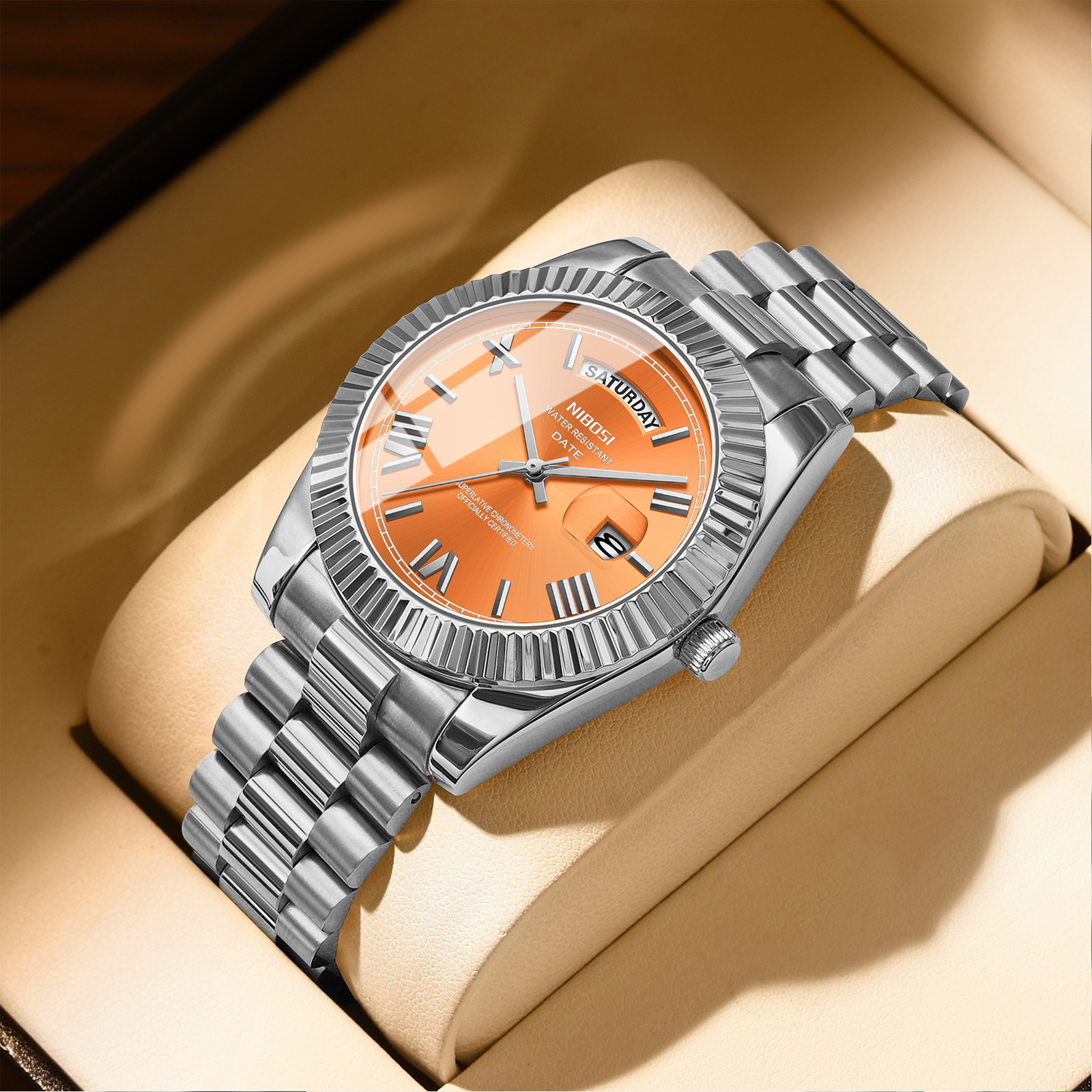 Nibosi Day-Date Roman Silver Orange - 4
