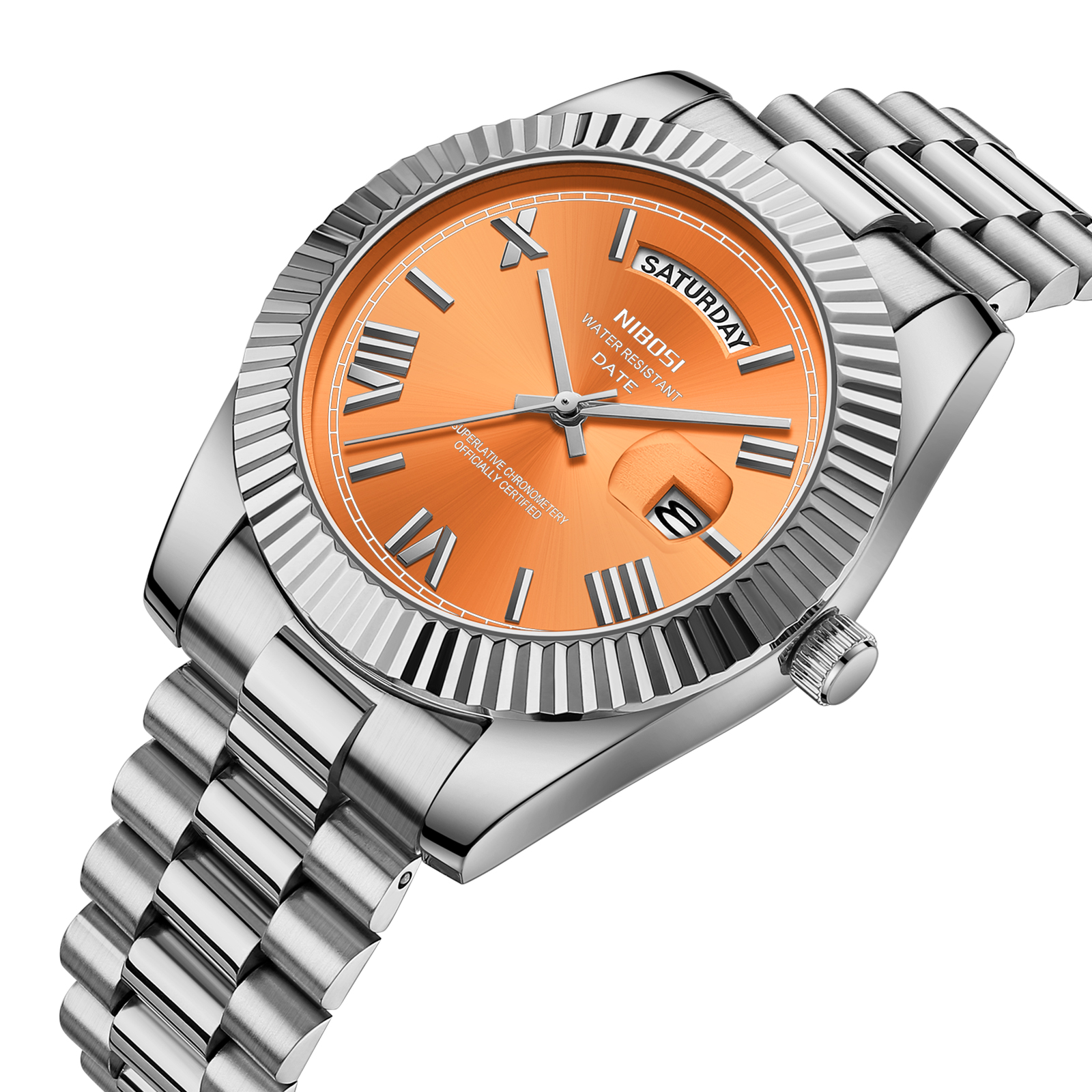 Nibosi Day-Date Roman Silver Orange - 2