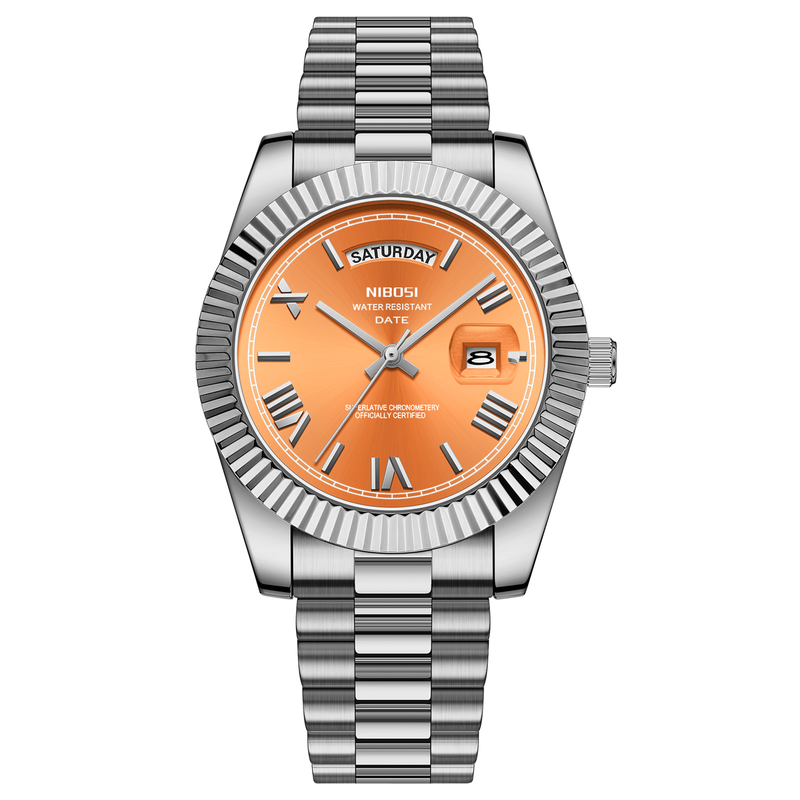 Nibosi Day-Date Roman Silver Orange