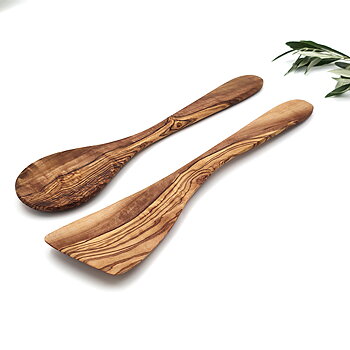 Set Träslev & Spatel i Olivträ, 30 cm