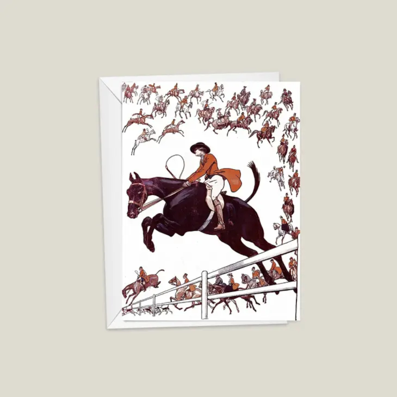 Greeting Card Nimrod Paper Fox Hunting Motif Rush For The Fences