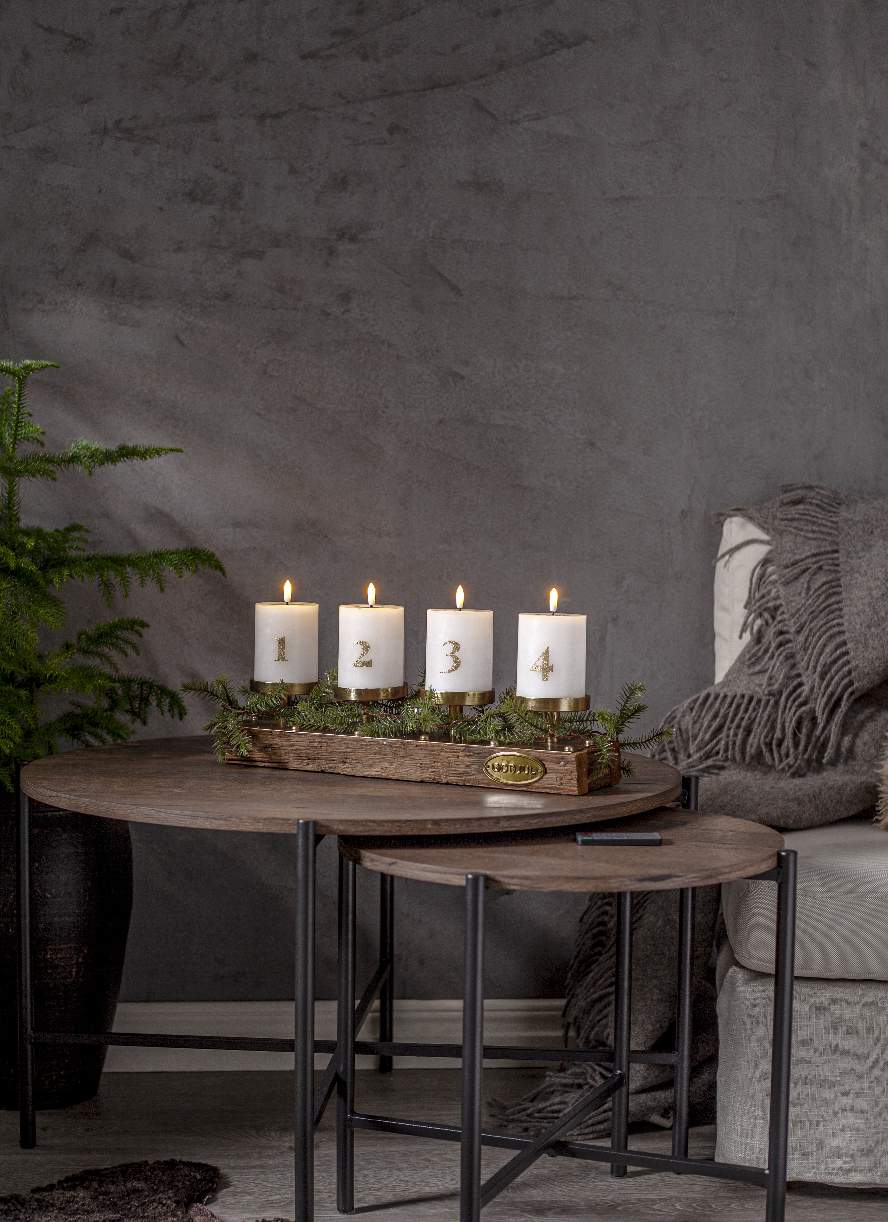 Led Blockljus Batteriljus med timer  - 4-pack - Advent 1-4 - 8