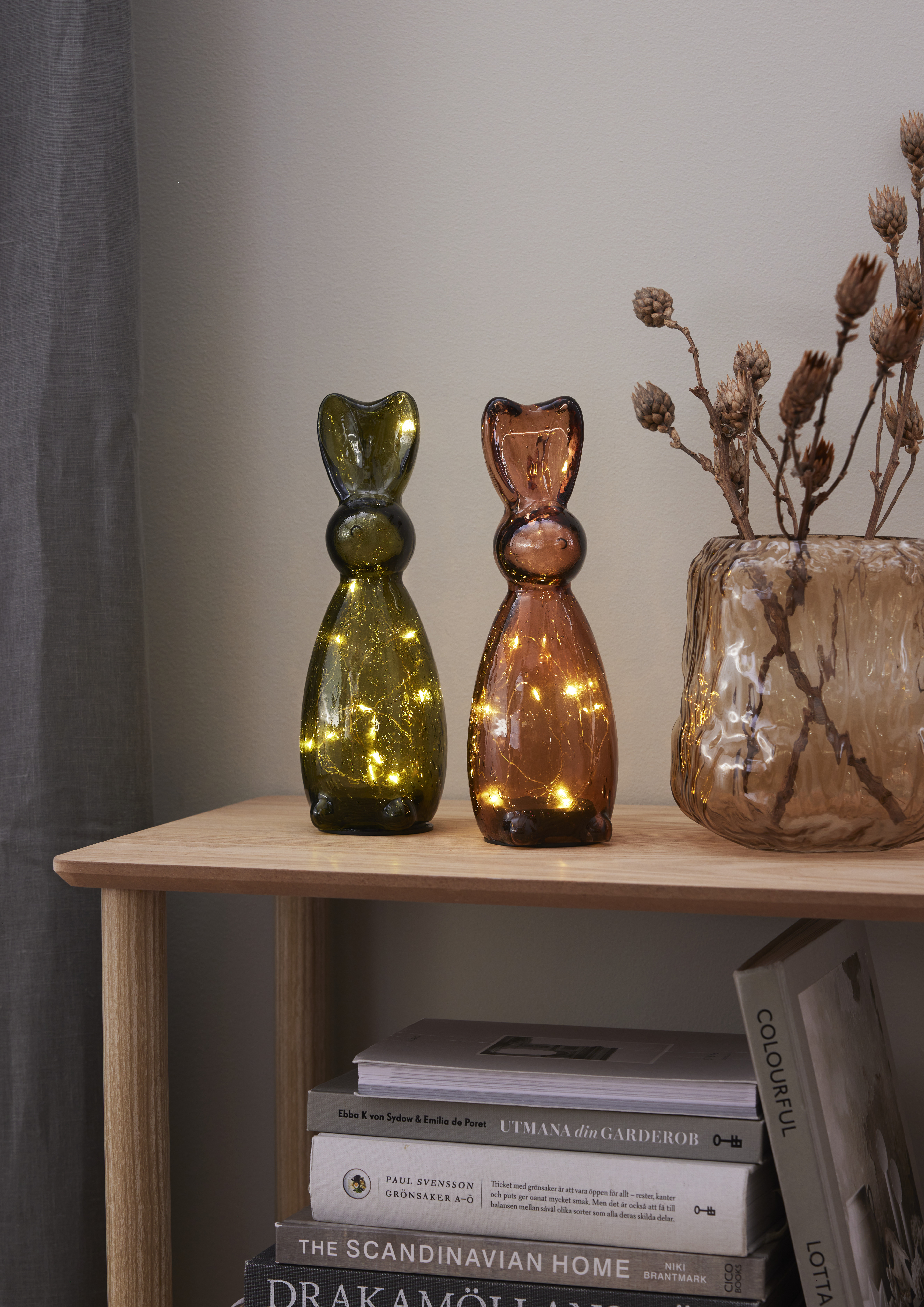 Kanin - Hare - Ljusslinga - Glasdekoration - Timer - Brun - 25x9 cm - 6