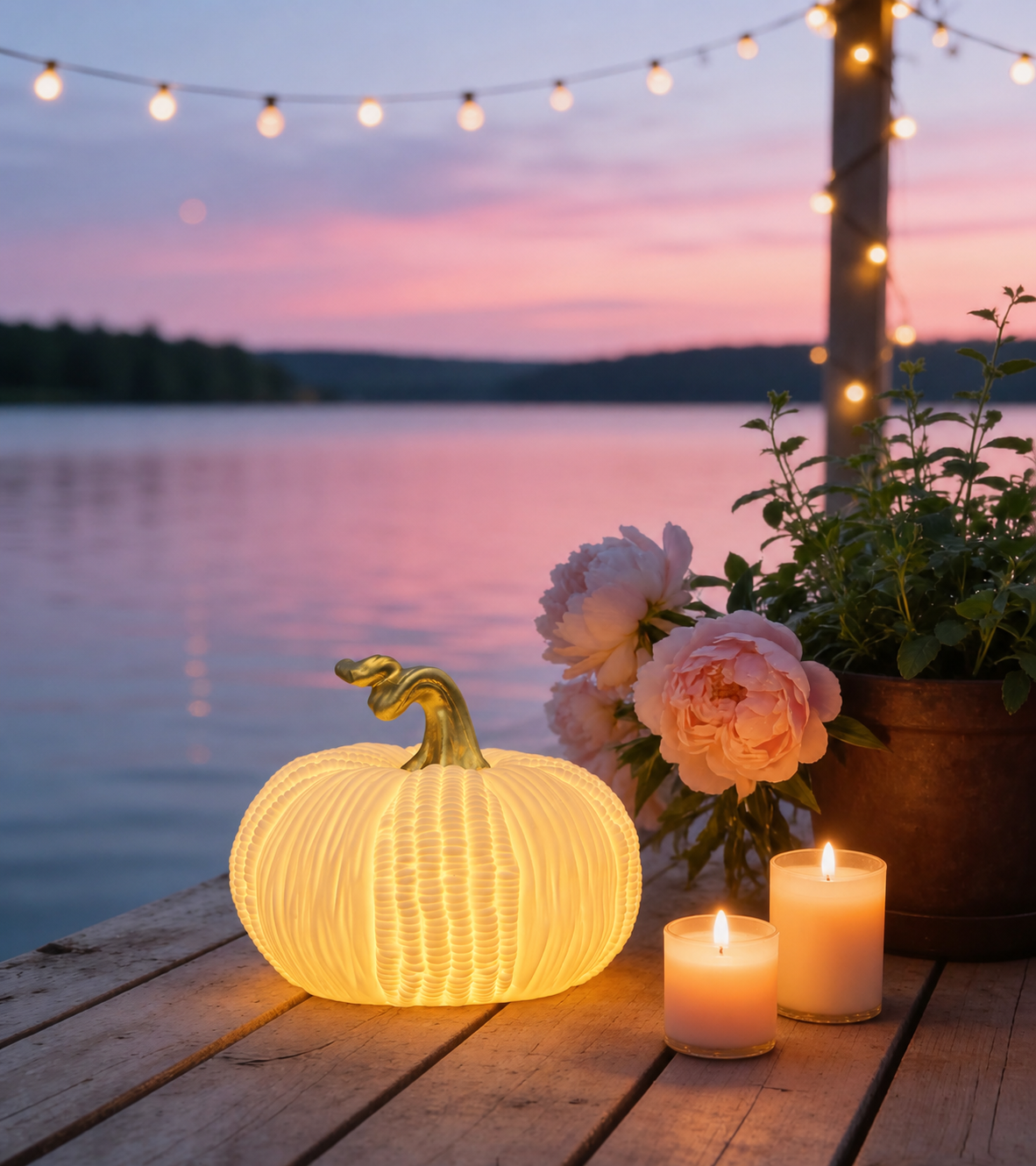 Decoration - Pumpkin - White - 17x15 cm - 8