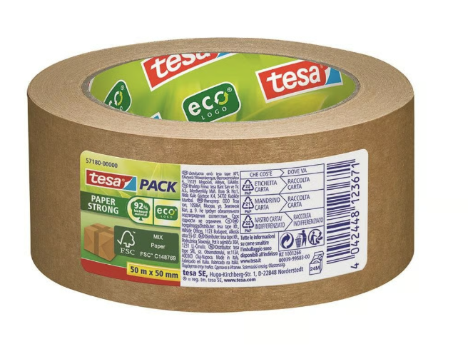 Packtejp Tesa Paper Strong EcoLogo Brun 50mm x 50m