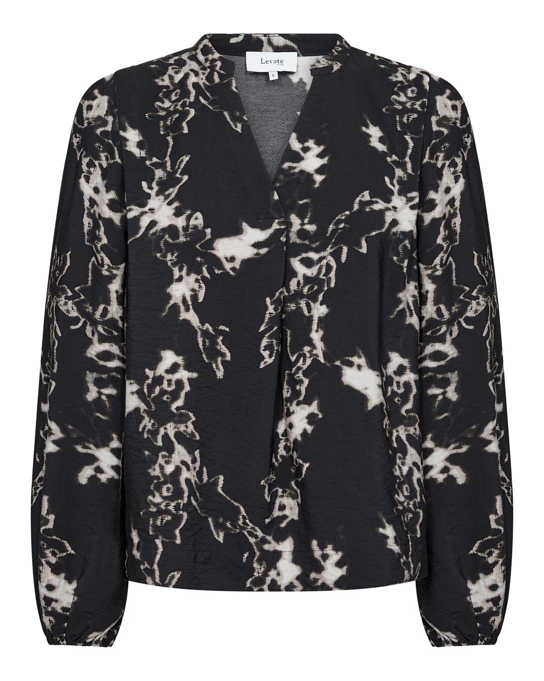 Blus Nelsy 2 v-ringad mönstrad svart/beige