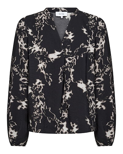 Blus Nelsy 2 v-ringad mönstrad svart/beige